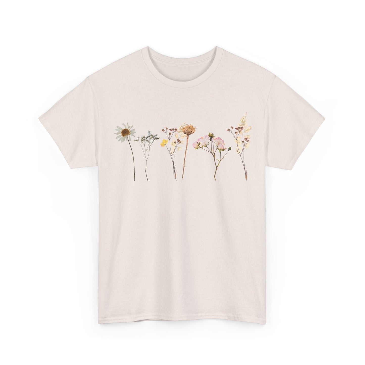 Flowery T-Shirt, Pretty,  Heavy Cotton Tee