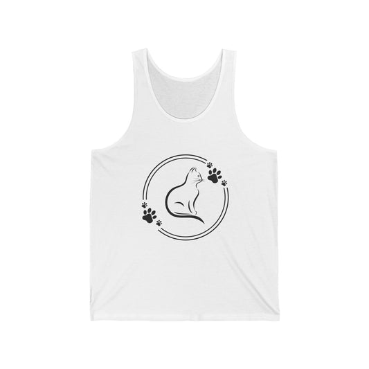 Cat Lover Unisex Jersey Tank - Paws Design, Animal Shirt, Pet Gift, Casual Wear, Summer Top, Animal Lover Apparel