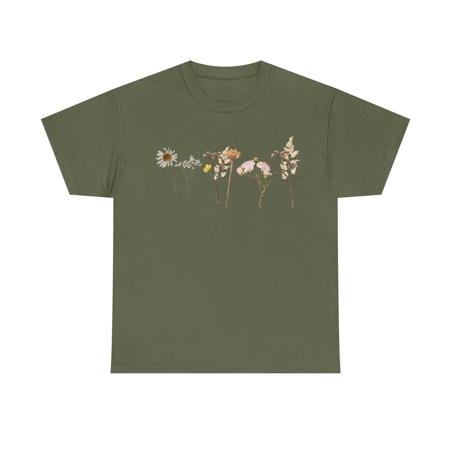 Flowery T-Shirt, Pretty,  Heavy Cotton Tee