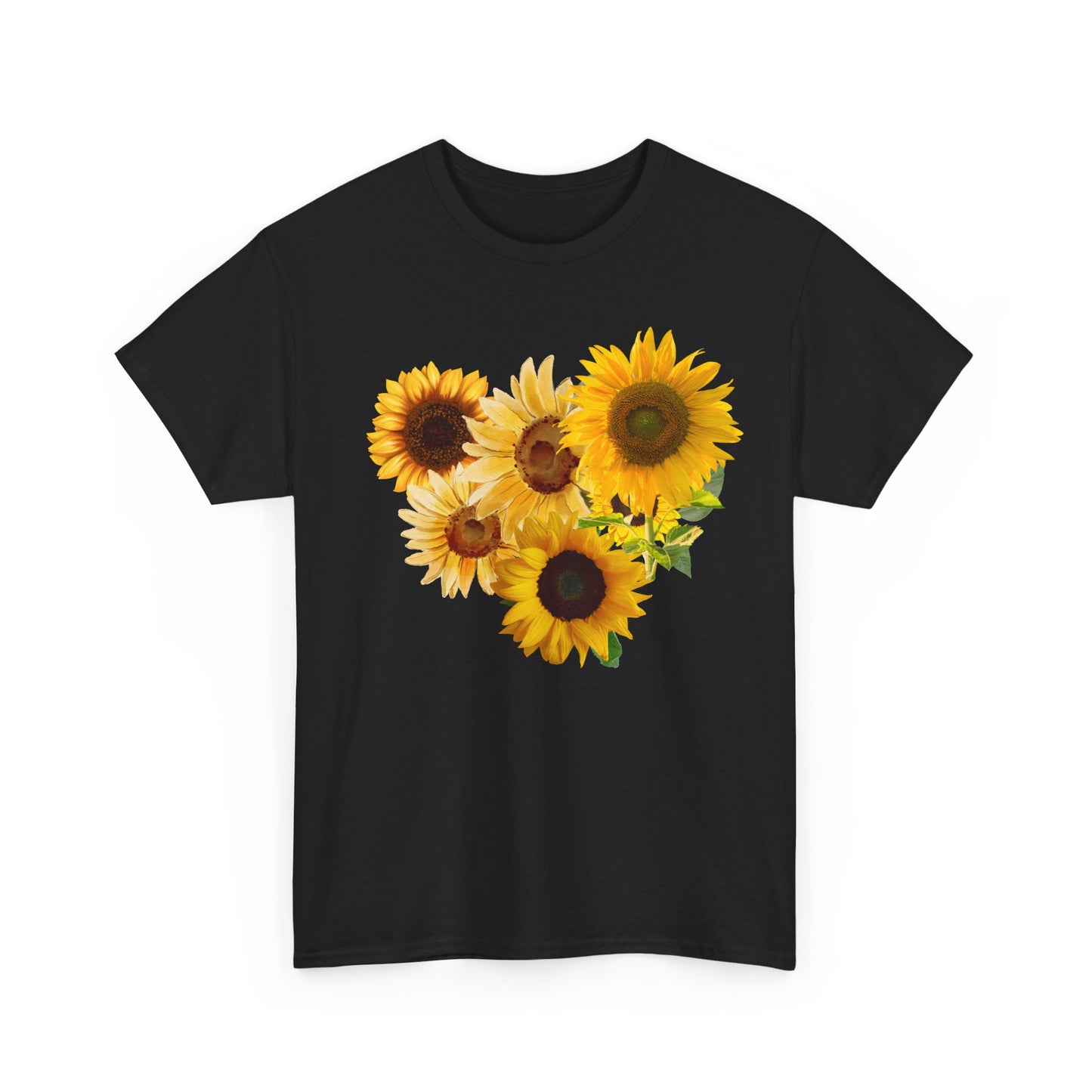Sunflower Unisex Heavy Cotton Tee, Flower Graphic T-Shirt, Nature Lover Gift, Floral Shirt, Botanical Tee, Brighten Your Day