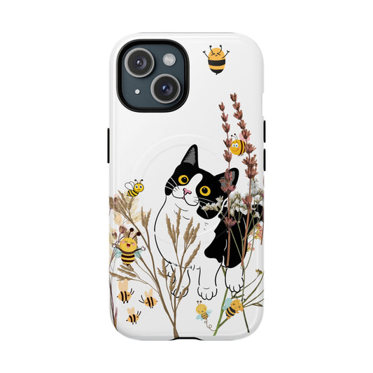 Cat Themed Tough Magnetic Phone Case, Cute Animal Design, Durable Protection, Gift for Cat Lovers, Fun Home Decor, Nature Inspired