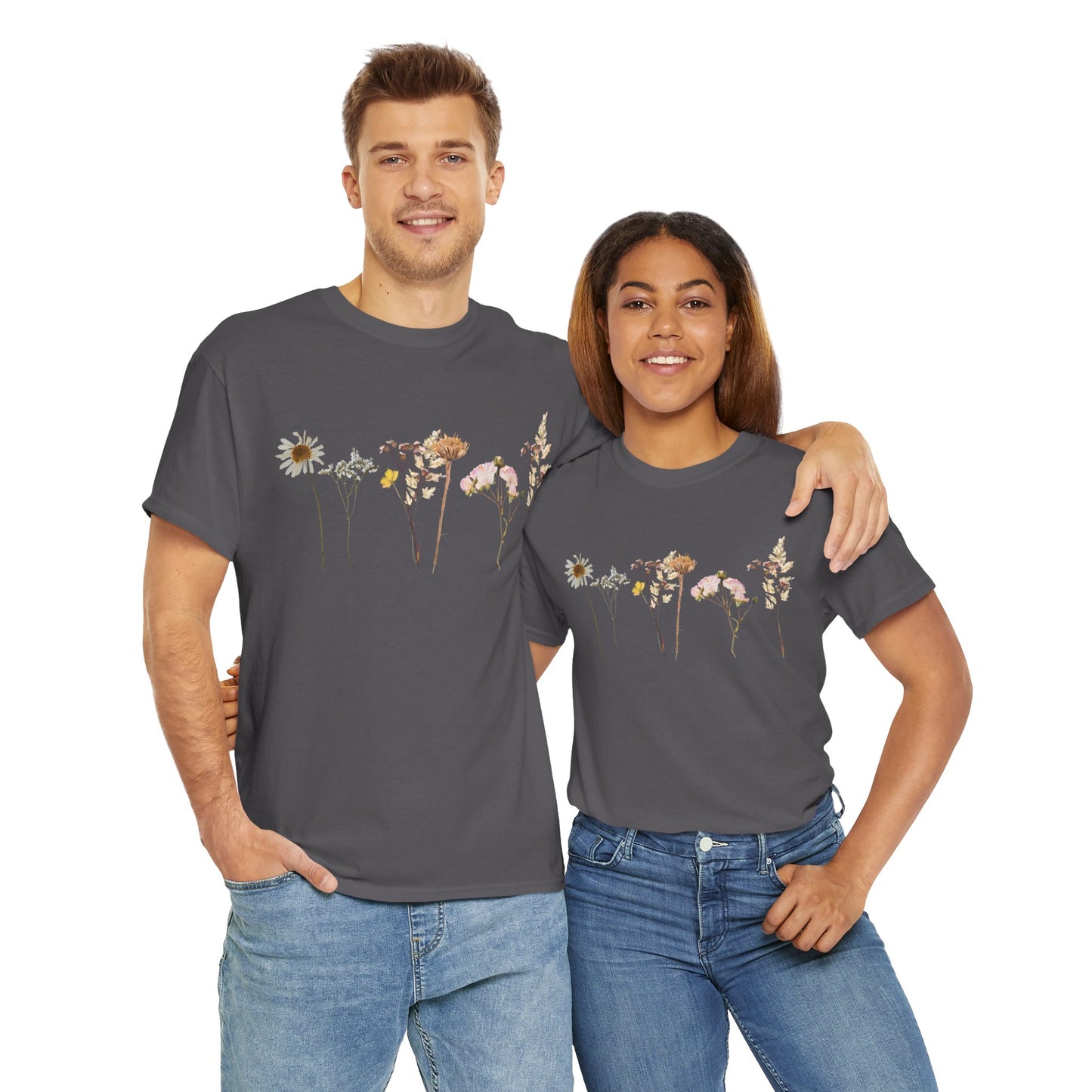 Flowery T-Shirt, Pretty,  Heavy Cotton Tee