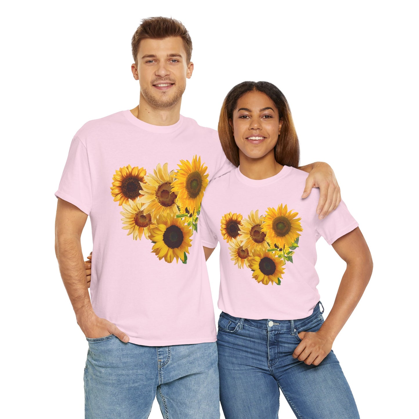 Sunflower Unisex Heavy Cotton Tee, Flower Graphic T-Shirt, Nature Lover Gift, Floral Shirt, Botanical Tee, Brighten Your Day