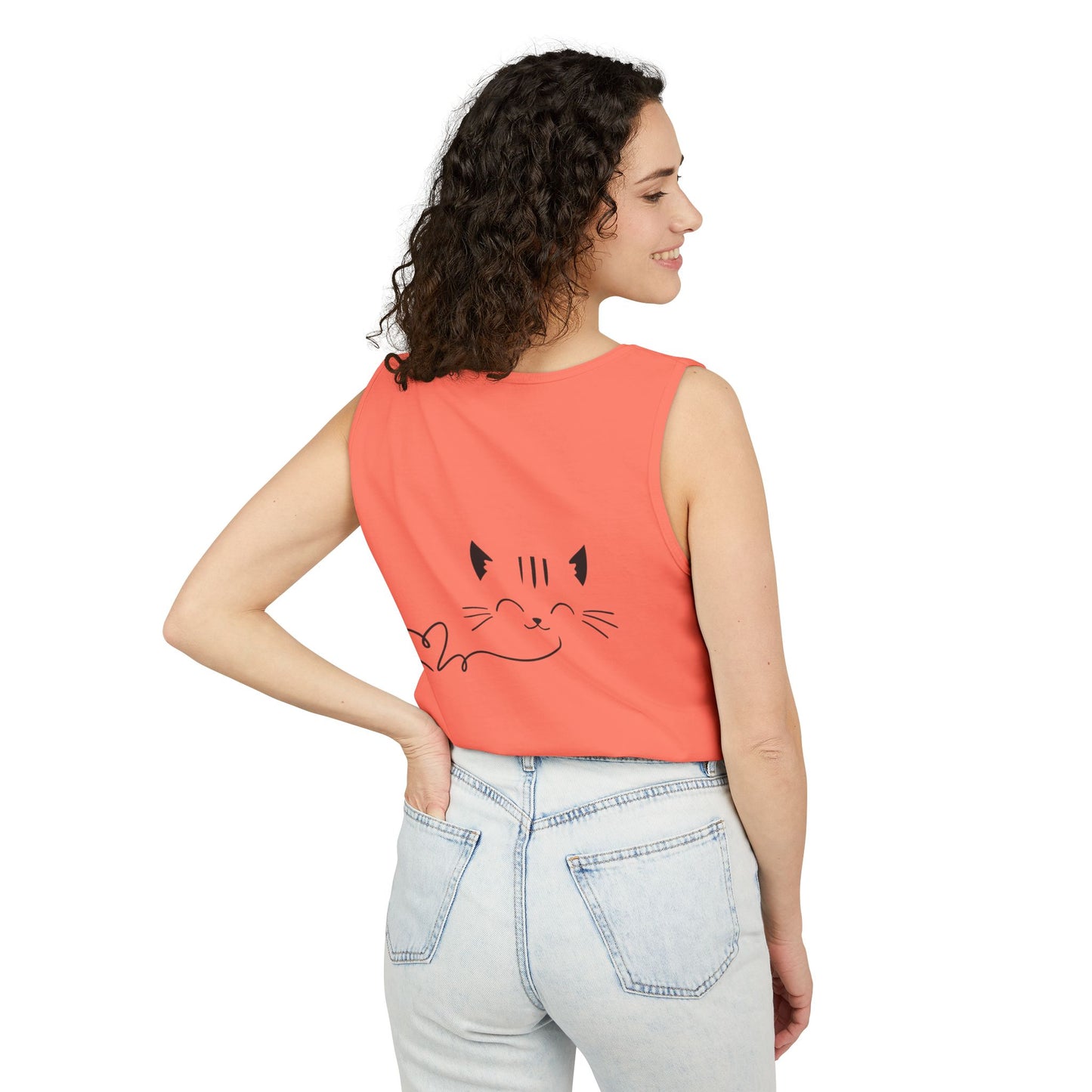 Cute Cat Face Tank Top, Summer Top, Gift for Cat Lovers, Animal Lover Apparel, Cute T-Shirt Alternative, Fun Casual Wear