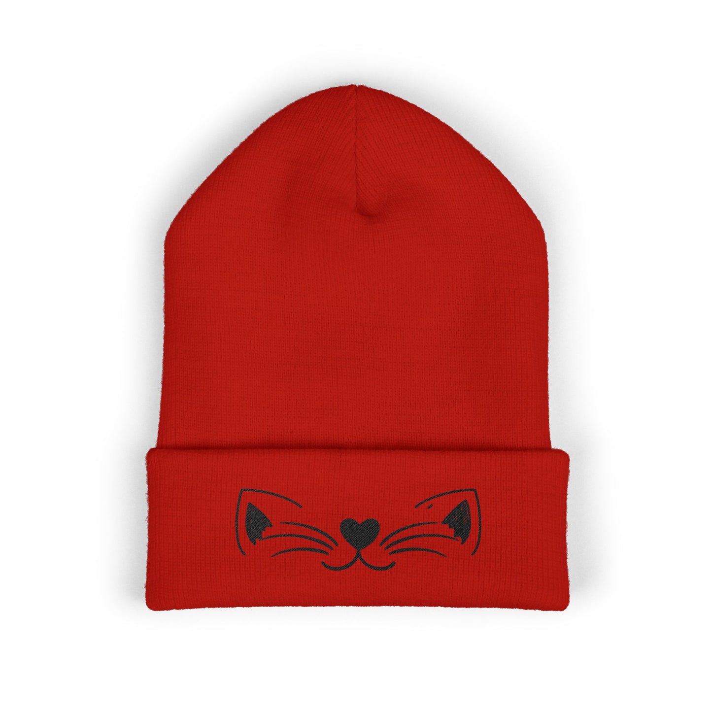 Cute Cat Embroidered Beanie - Classic Cuffed Hat for Pet Lovers, Winter Fashion, Gift for Her, Cozy & Stylish Accessory