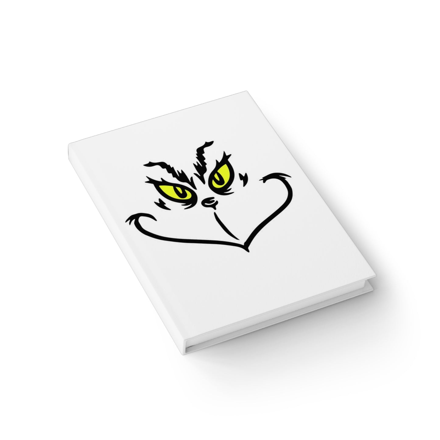 Whimsical Grinchy Journal, Holiday Gift, Cute Notebook, Grumpy Cat Design, Fun Writing Pad, Ideal for Kids and Teens