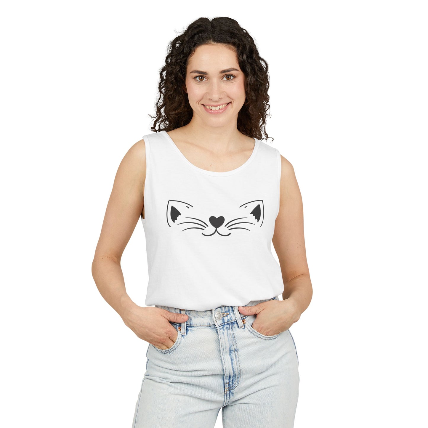Cute Cat Face Tank Top, Summer Top, Gift for Cat Lovers, Animal Lover Apparel, Cute T-Shirt Alternative, Fun Casual Wear