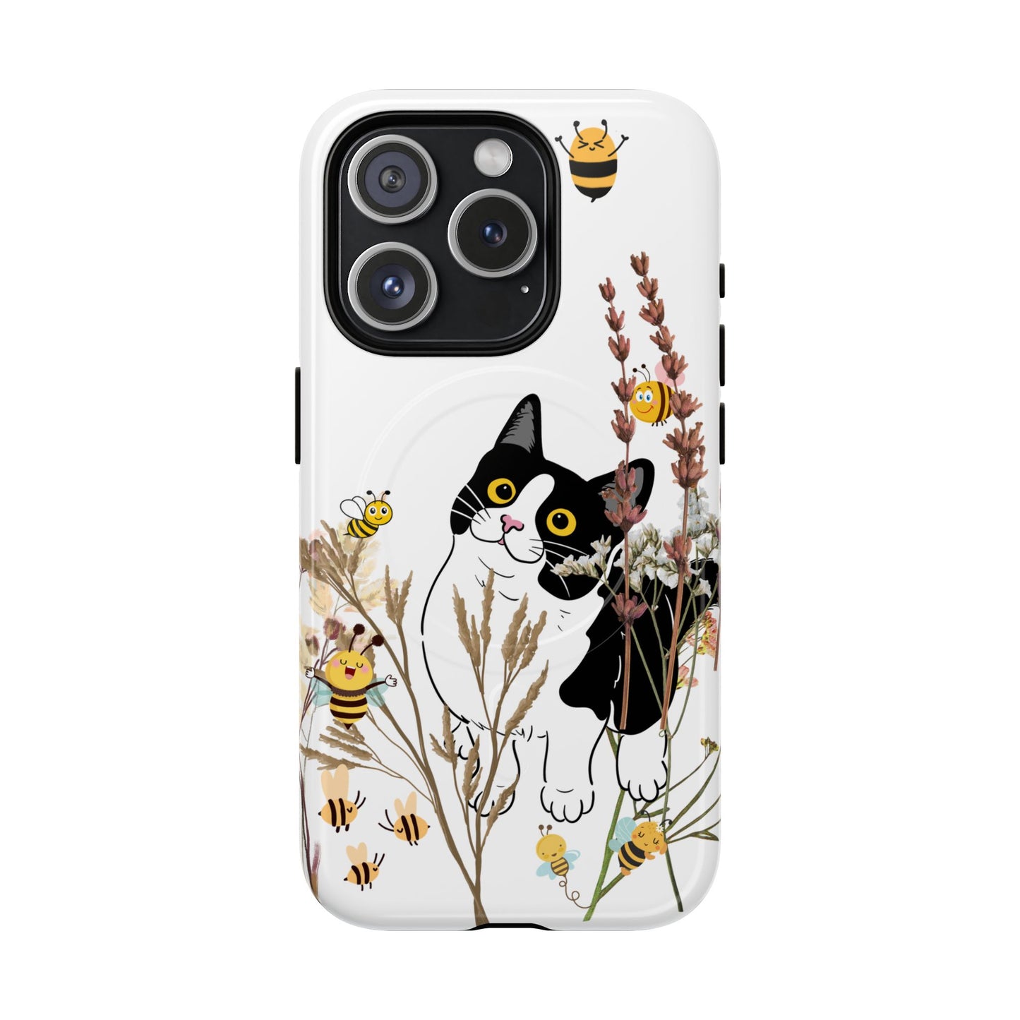 Cat Themed Tough Magnetic Phone Case, Cute Animal Design, Durable Protection, Gift for Cat Lovers, Fun Home Decor, Nature Inspired