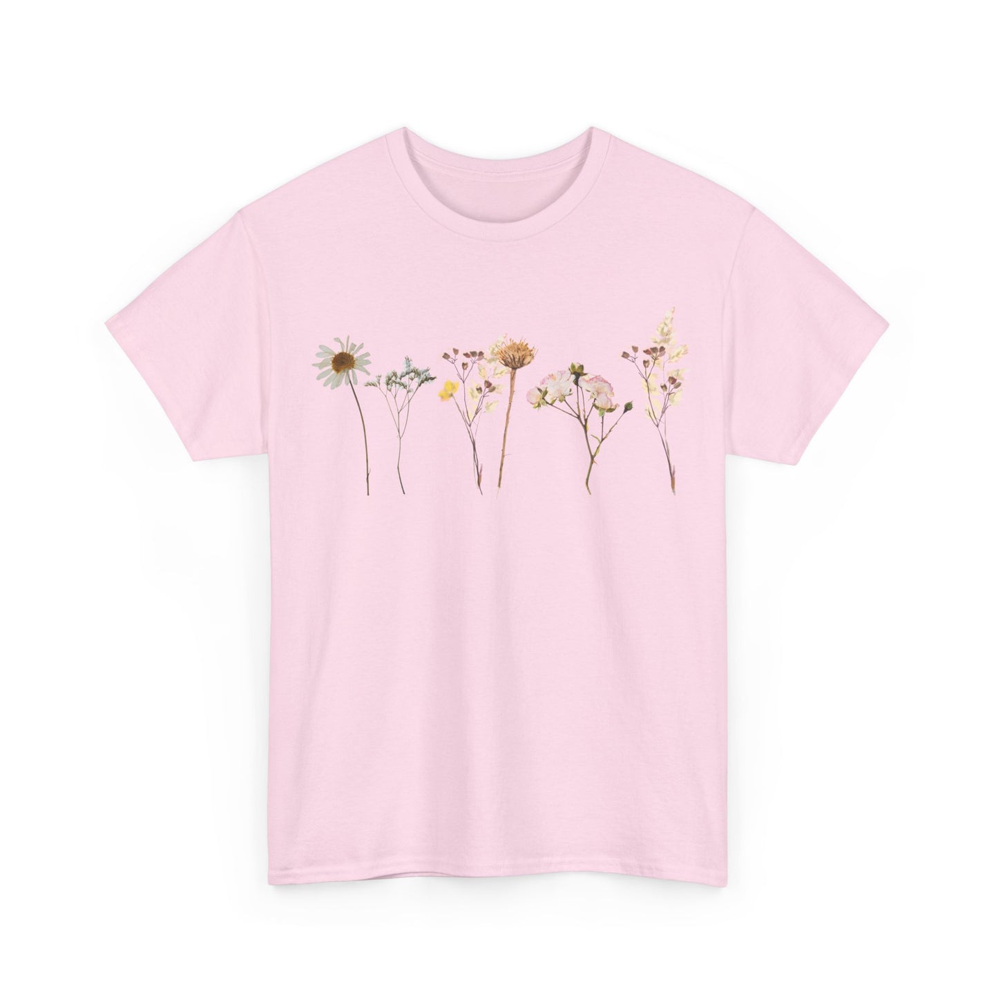 Flowery T-Shirt, Pretty,  Heavy Cotton Tee