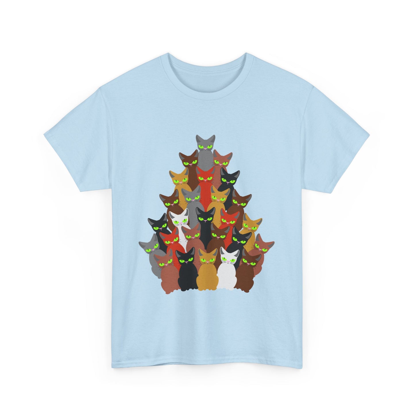 Cats and Christmas Tree, Unisex Heavy Cotton Tee