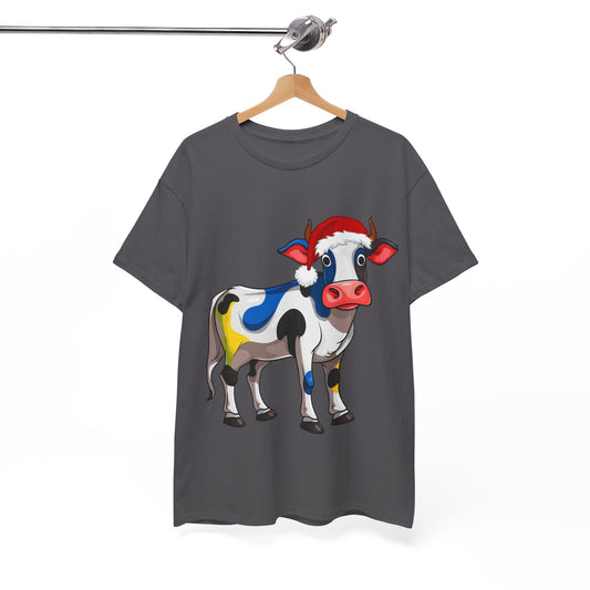 FUN Whimsical Painted Cow T-shirt, Unisex Cotton Tee