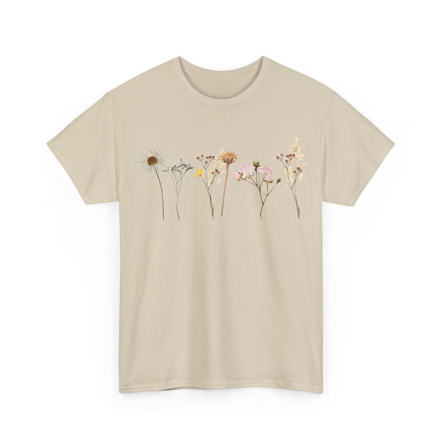 Flowery T-Shirt, Pretty,  Heavy Cotton Tee