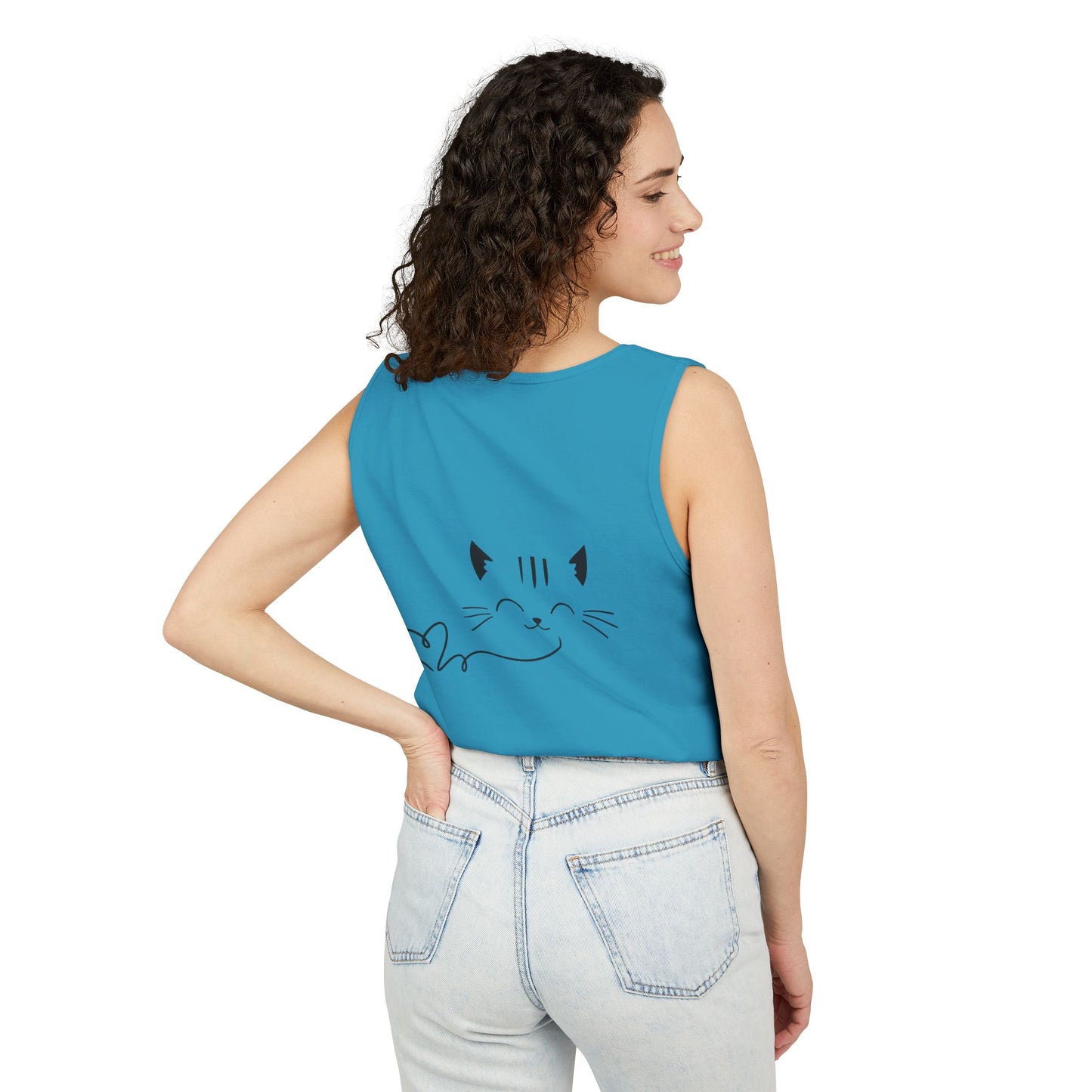 Cute Cat Face Tank Top, Summer Top, Gift for Cat Lovers, Animal Lover Apparel, Cute T-Shirt Alternative, Fun Casual Wear