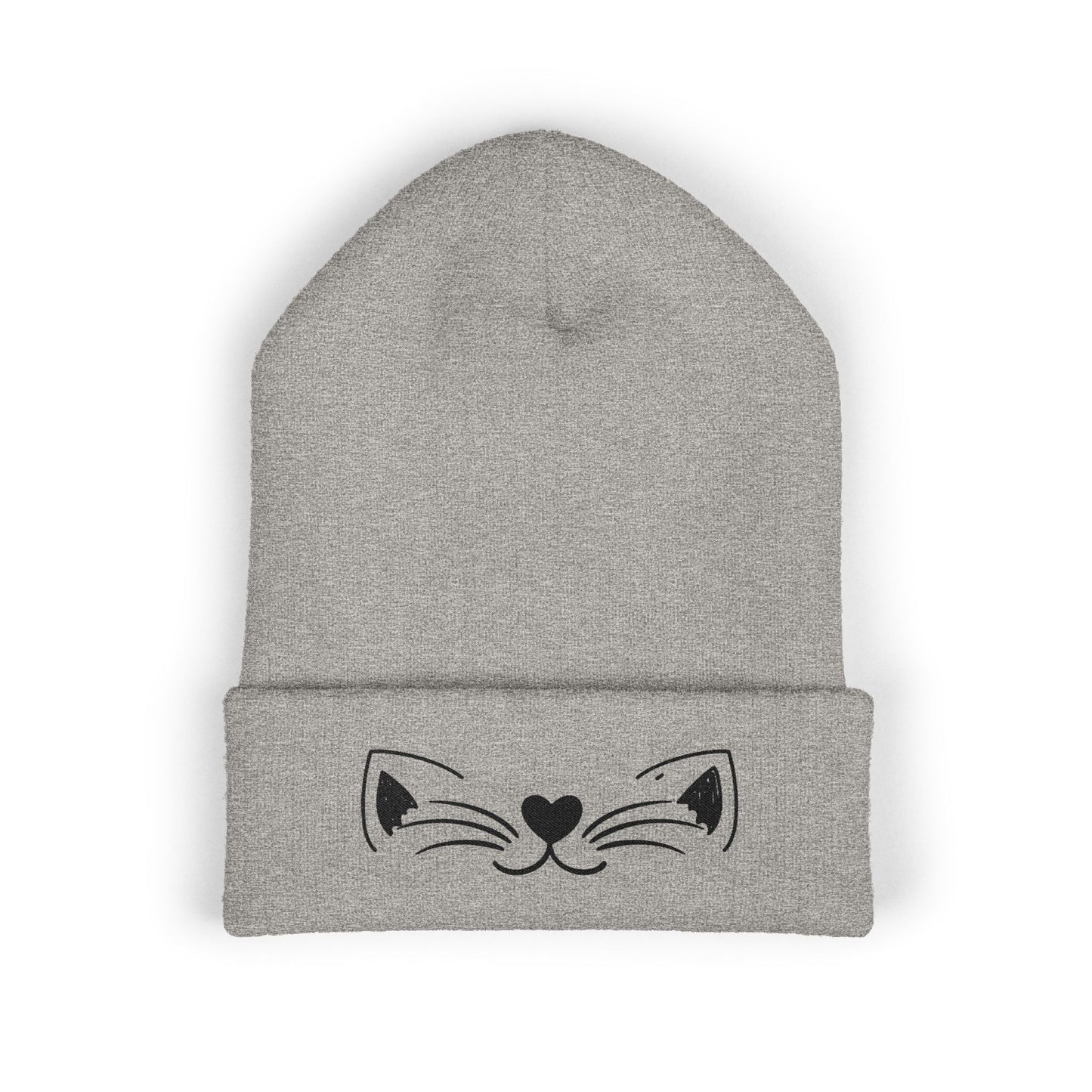 Cute Cat Embroidered Beanie - Classic Cuffed Hat for Pet Lovers, Winter Fashion, Gift for Her, Cozy & Stylish Accessory