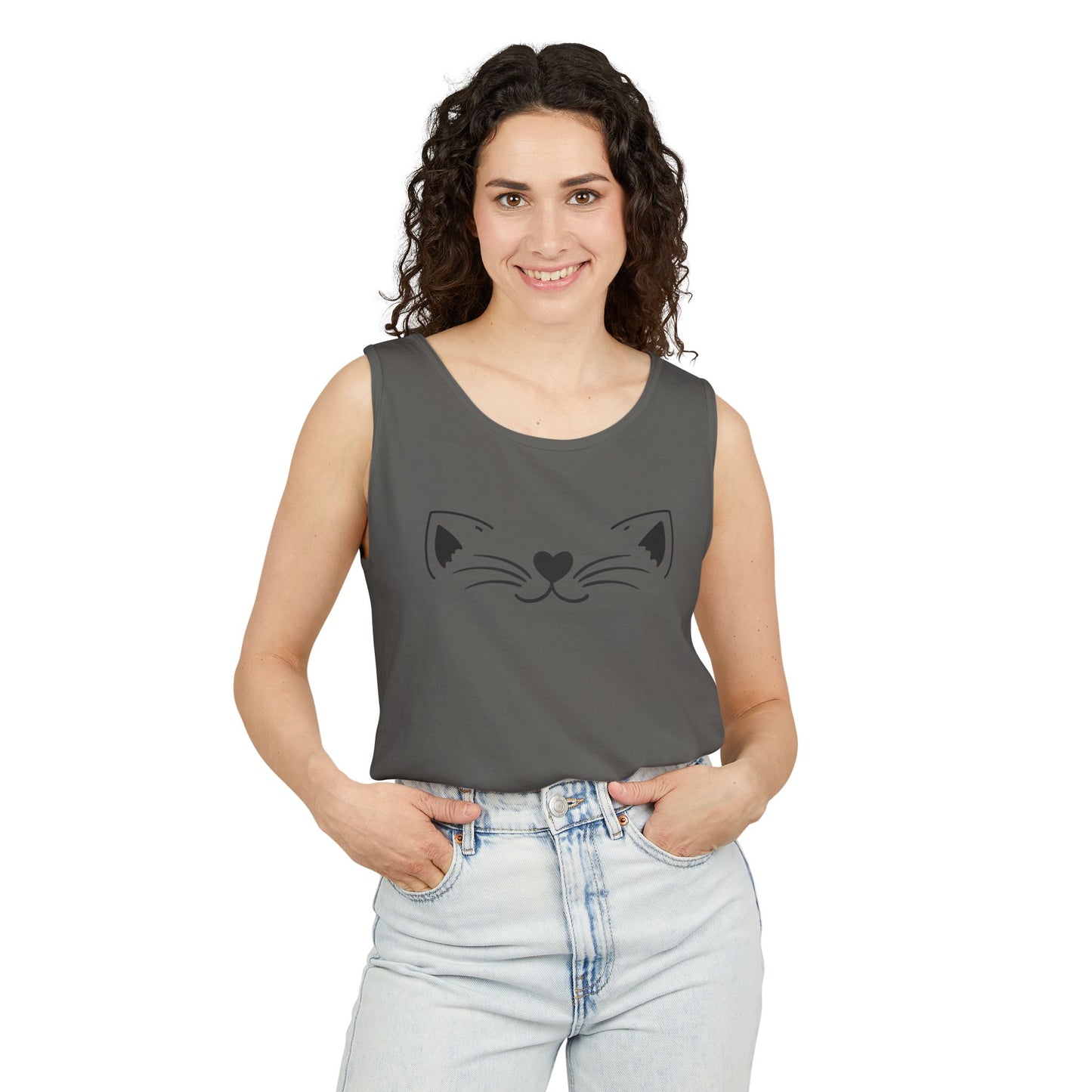 Cute Cat Face Tank Top, Summer Top, Gift for Cat Lovers, Animal Lover Apparel, Cute T-Shirt Alternative, Fun Casual Wear