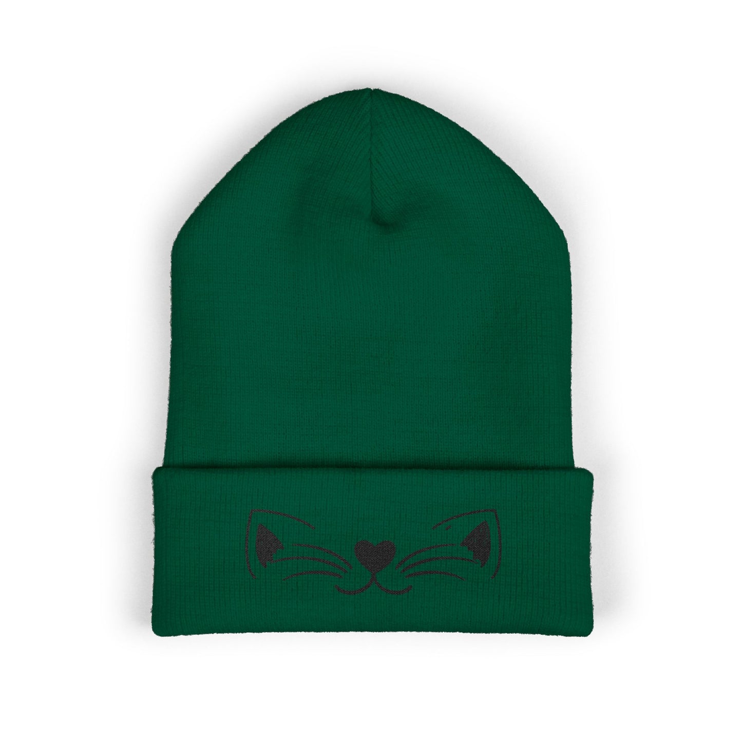Cute Cat Embroidered Beanie - Classic Cuffed Hat for Pet Lovers, Winter Fashion, Gift for Her, Cozy & Stylish Accessory
