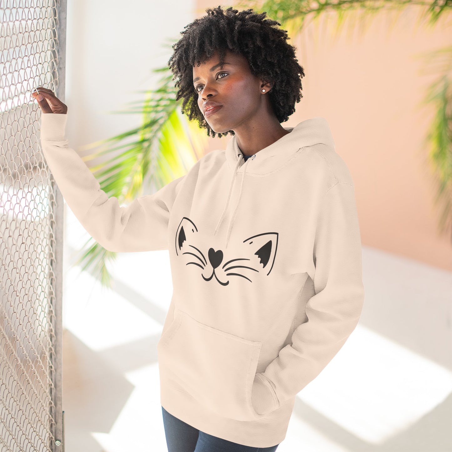 Cute Cat Fleece Hoodie - Cozy Cat Lover Apparel, Perfect for Gifts, Winter Wear, Cat Mom, Pet Lover,