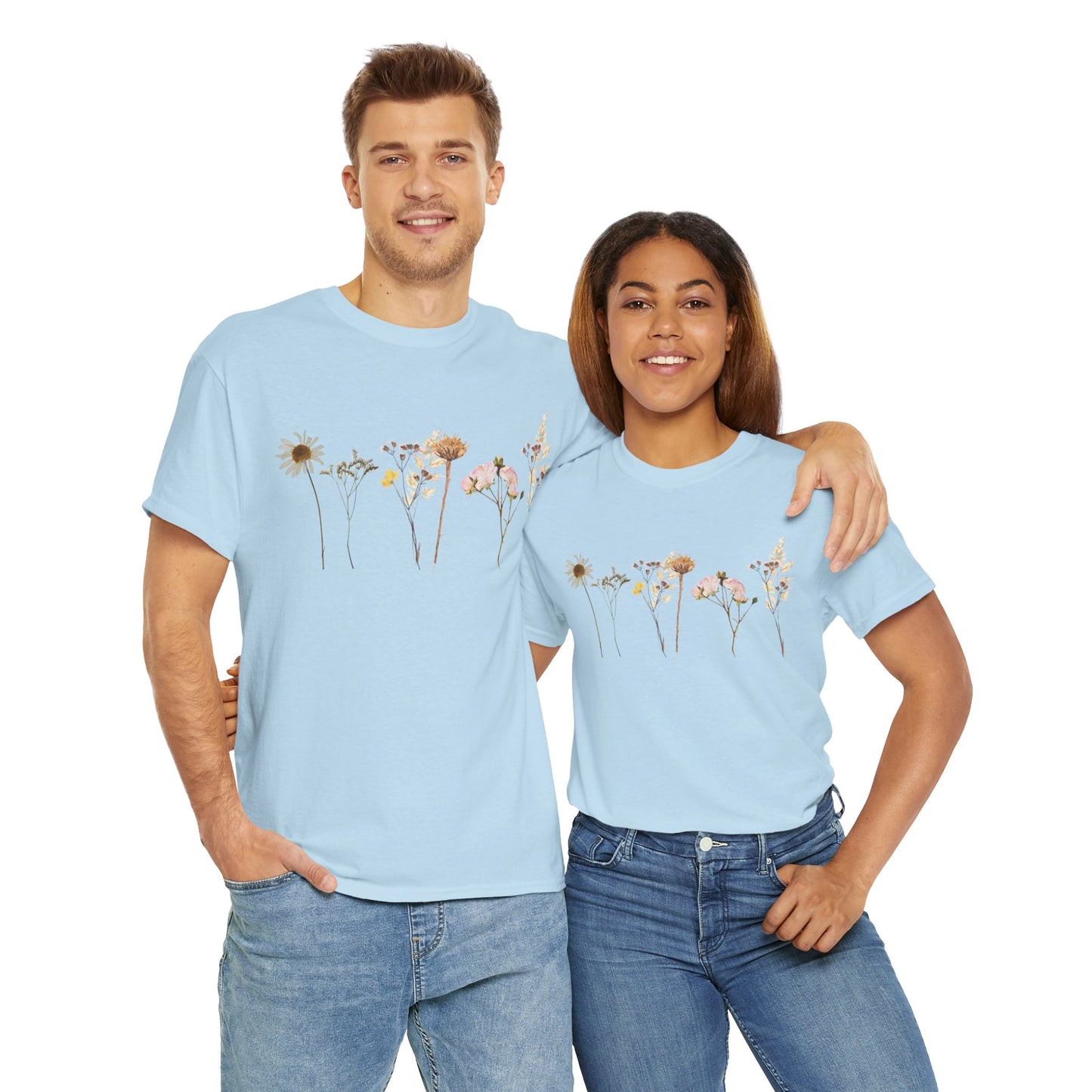 Flowery T-Shirt, Pretty,  Heavy Cotton Tee