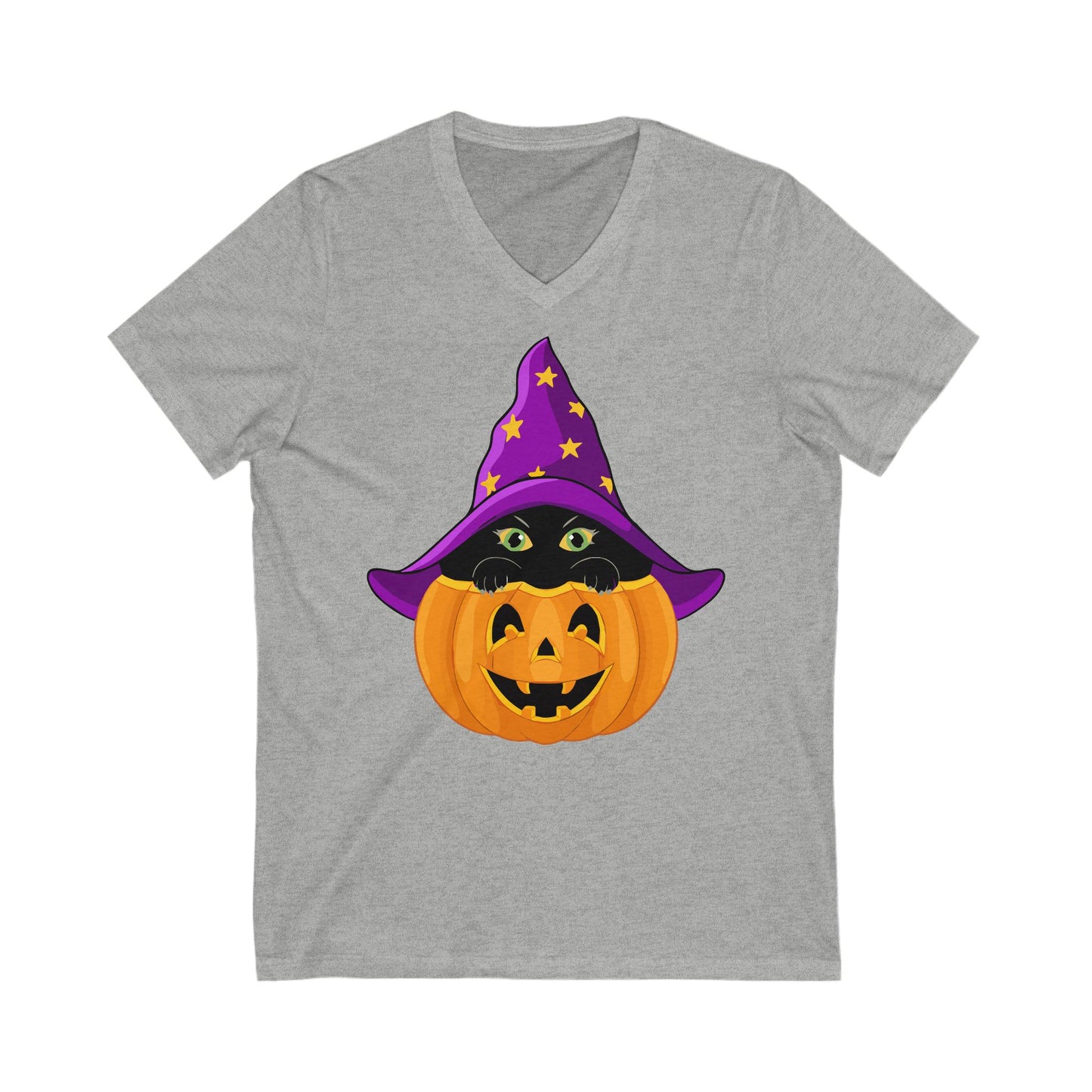 Halloween Witch Pumpkin and Something is Hiding -  V-Neck Tee