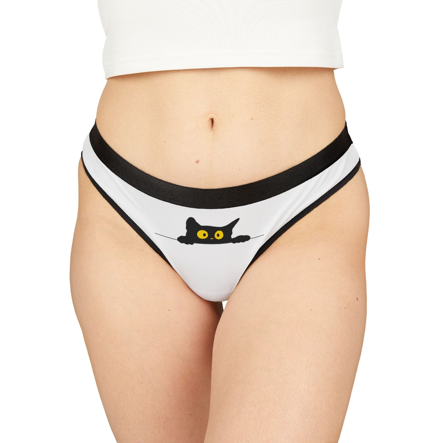 Cat-Themed Women's Thongs, Cute Cat Underwear, Funny Lingerie, Gift for Cat Lovers, Playful Innerwear