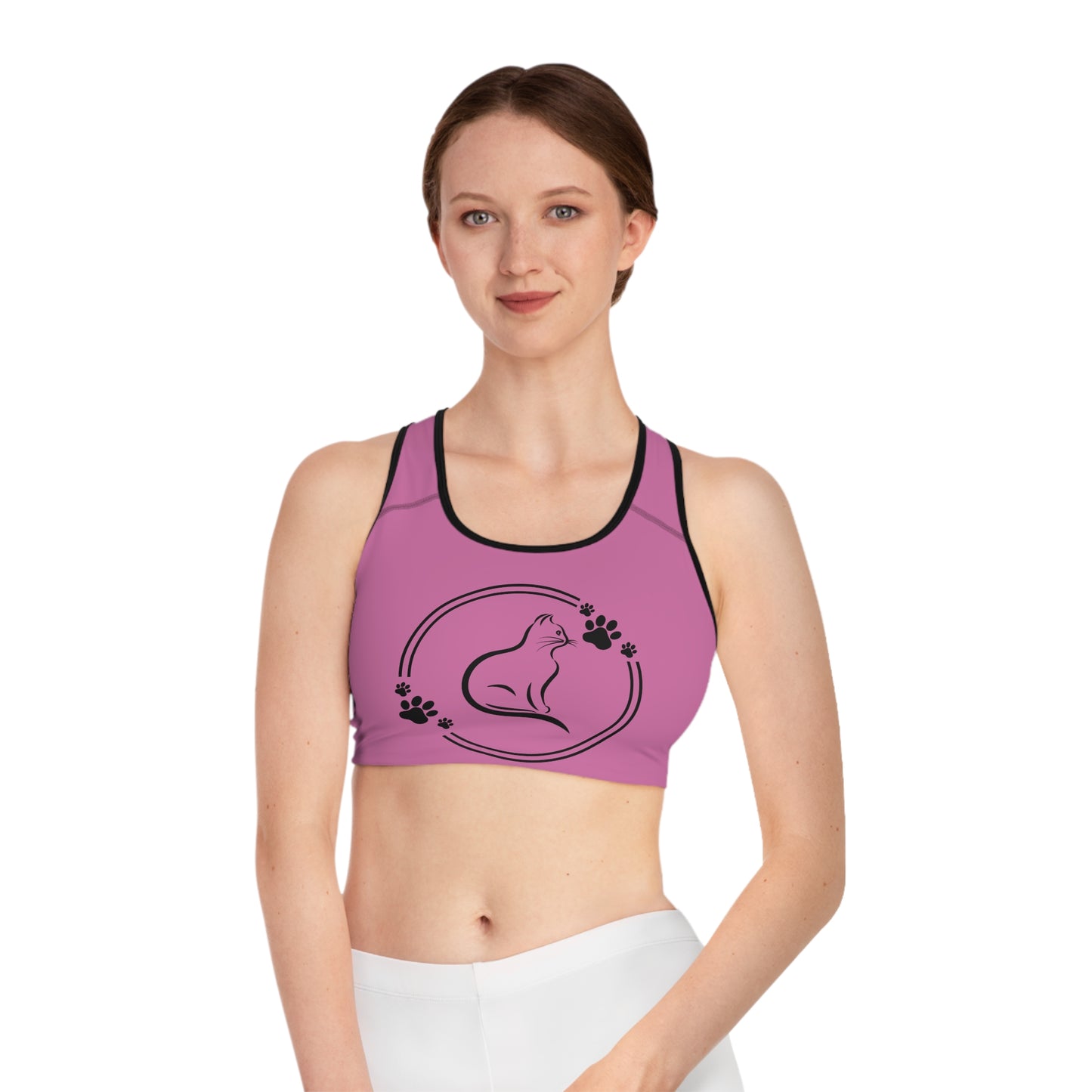 Cute Cat Print Sports Bra, Animal Lover Activewear, Workout Top, Gym Essentials, Gift for Pet Owners, Exercise Gear