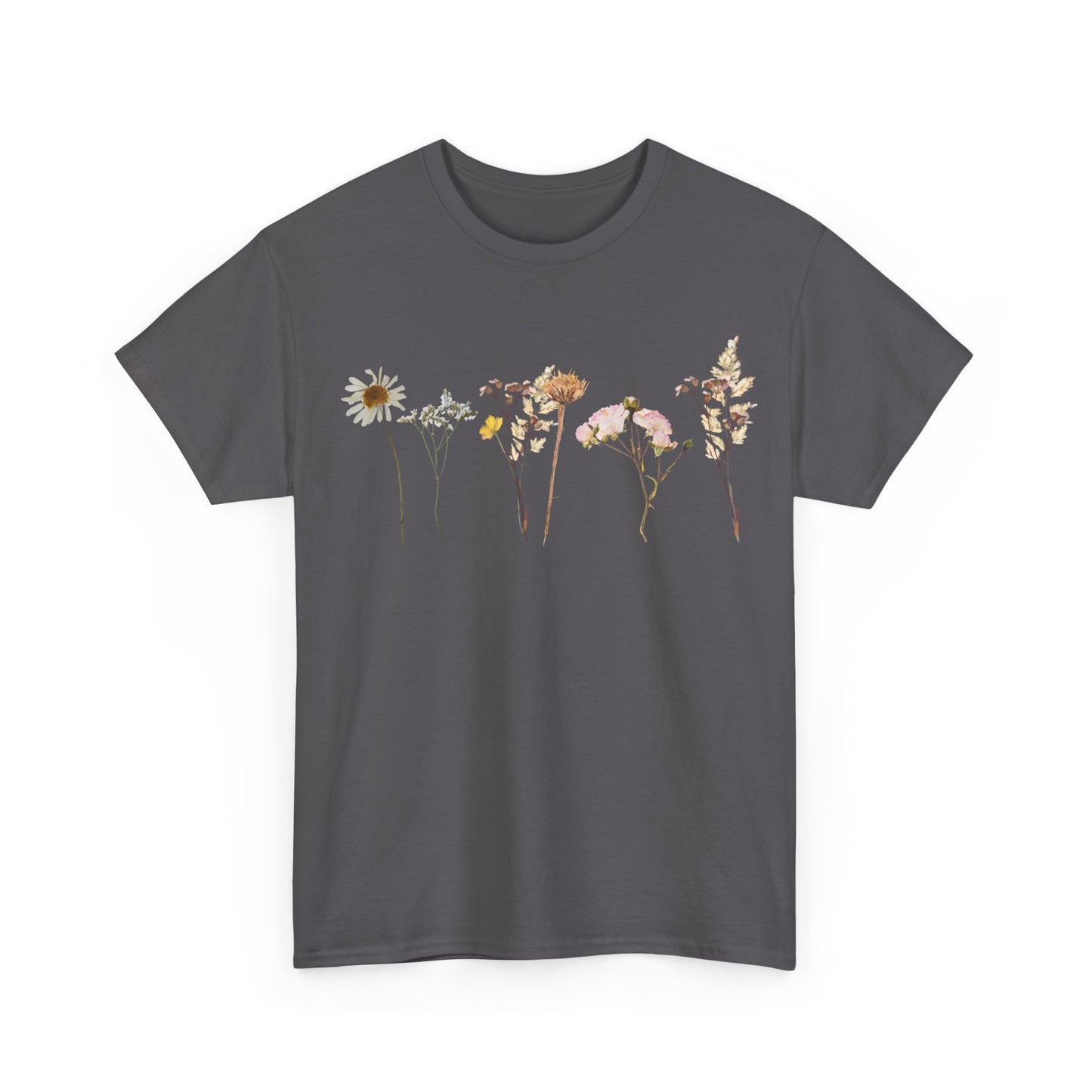 Flowery T-Shirt, Pretty,  Heavy Cotton Tee