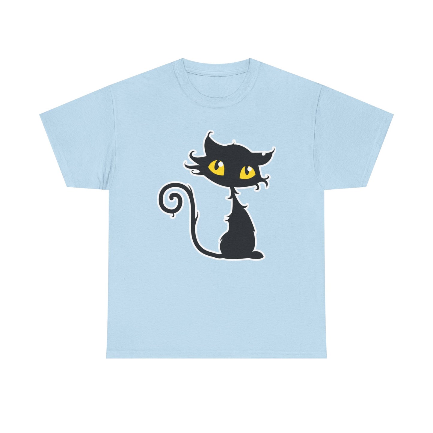 Watching, Cute Cartoon Cat Halloween T-Shirt,  Heavy Cotton Tee