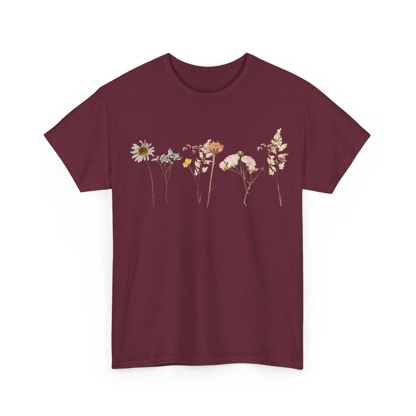 Flowery T-Shirt, Pretty,  Heavy Cotton Tee