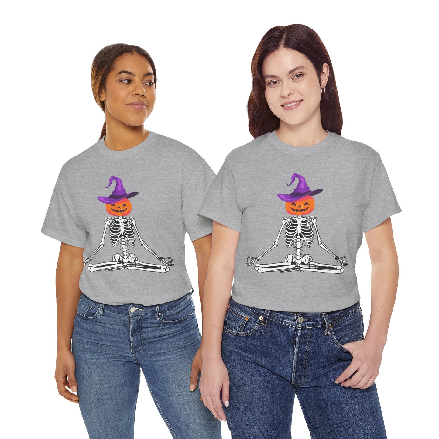 Namaste Skeleton Halloween, Unisex Heavy Cotton Tee