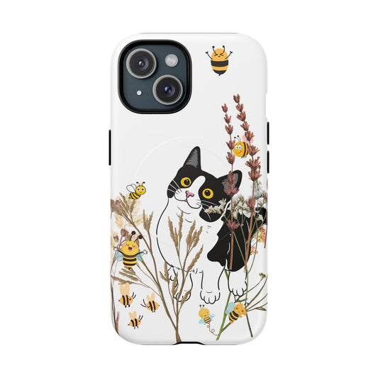 Cat Themed Tough Magnetic Phone Case, Cute Animal Design, Durable Protection, Gift for Cat Lovers, Fun Home Decor, Nature Inspired