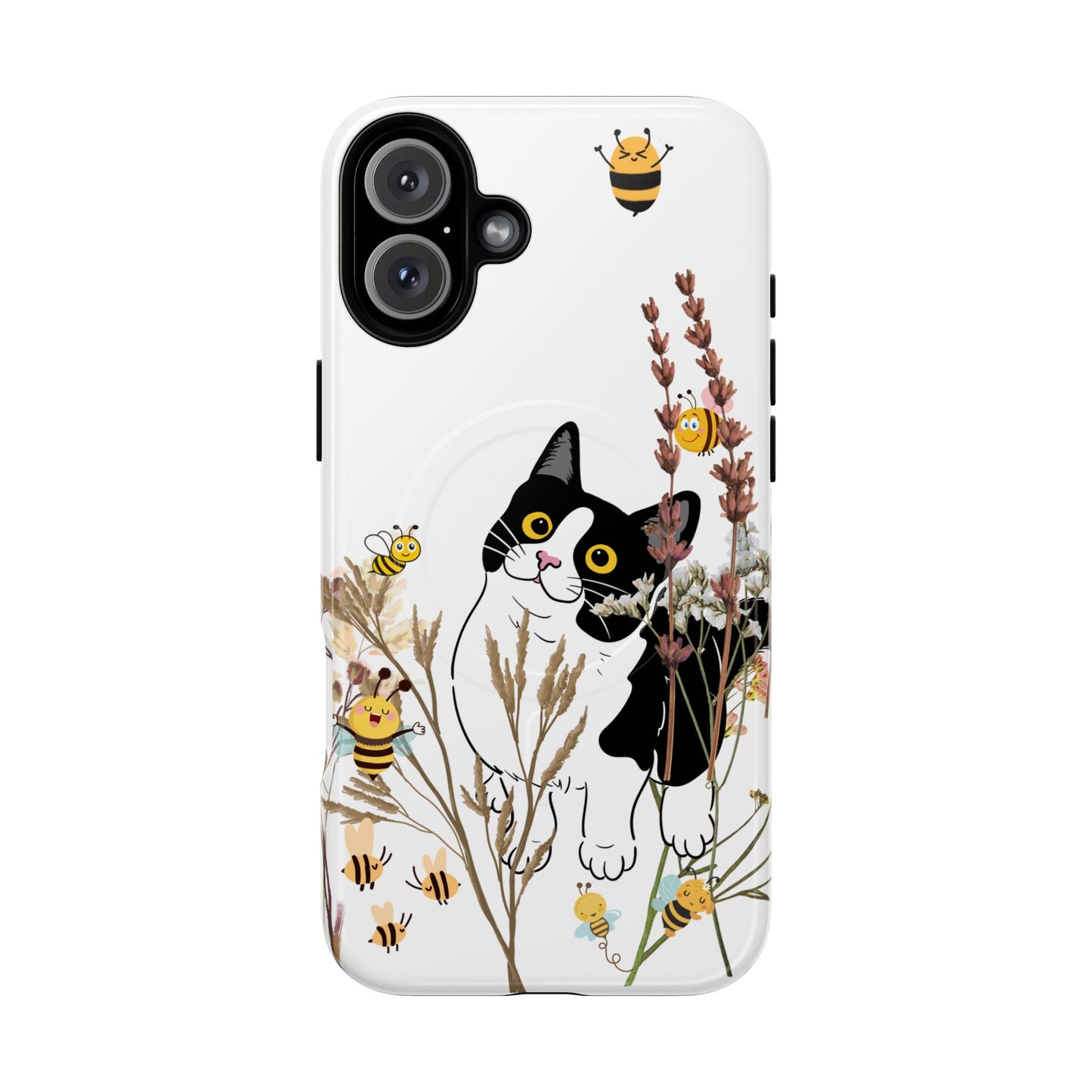 Cat Themed Tough Magnetic Phone Case, Cute Animal Design, Durable Protection, Gift for Cat Lovers, Fun Home Decor, Nature Inspired