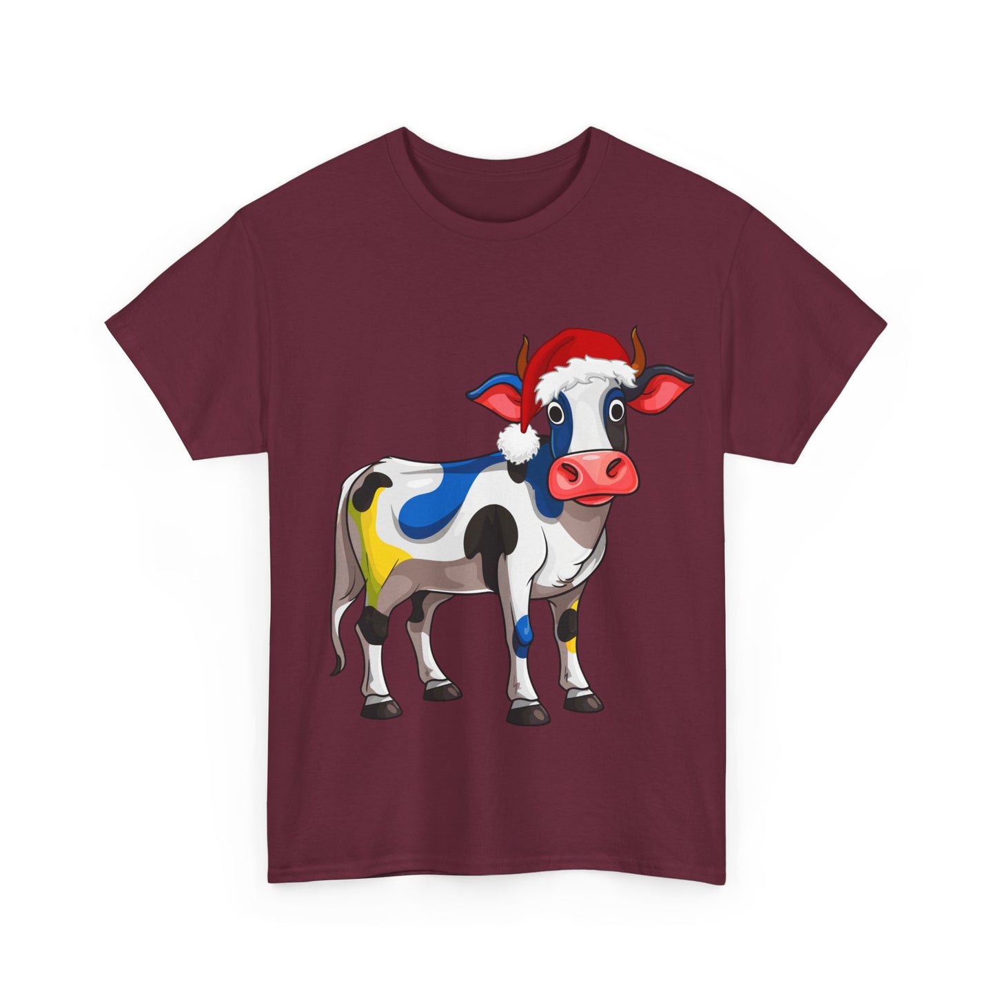 FUN Whimsical Painted Cow T-shirt, Unisex Cotton Tee