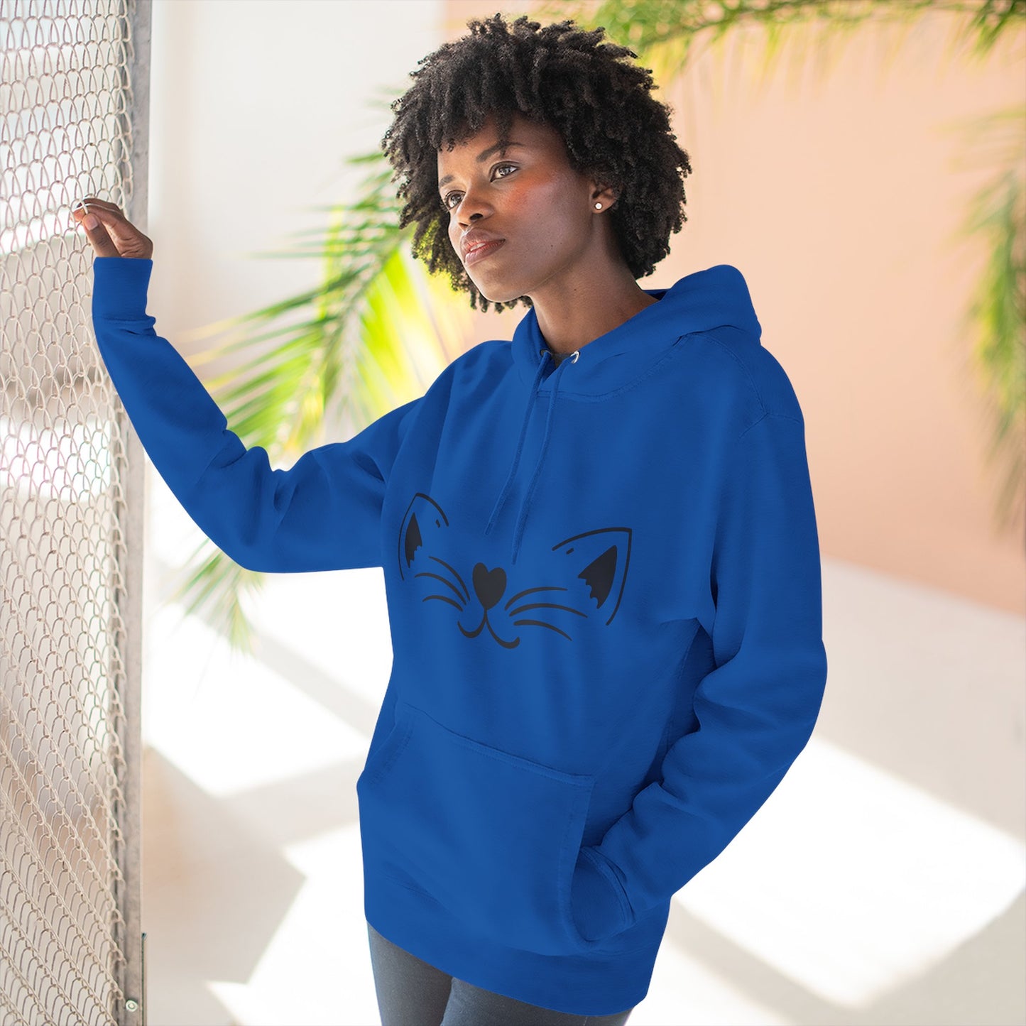 Cute Cat Fleece Hoodie - Cozy Cat Lover Apparel, Perfect for Gifts, Winter Wear, Cat Mom, Pet Lover,