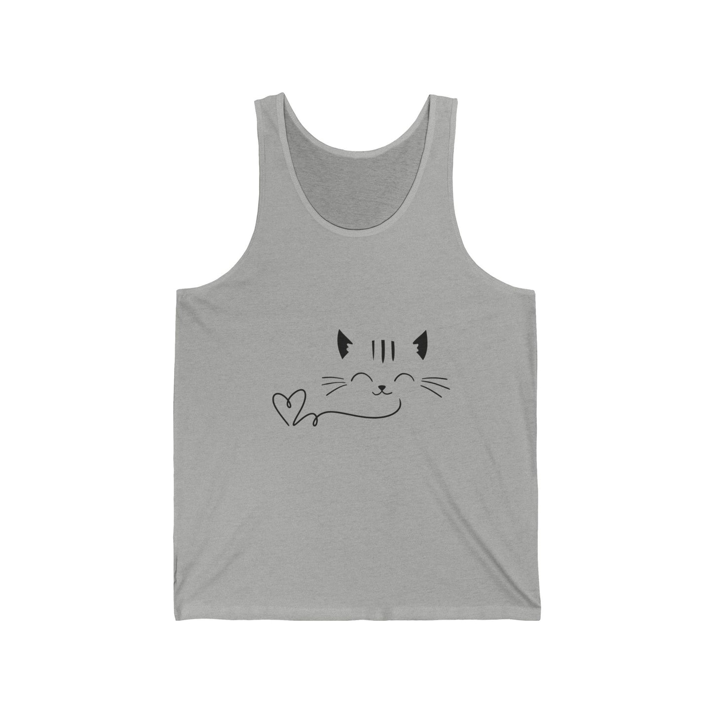 Cute Cat Graphic Unisex Jersey Tank Top, Summer Shirt, Gift for Cat Lovers, Casual Wear, Funny Tank Top, Pet Lover Apparel