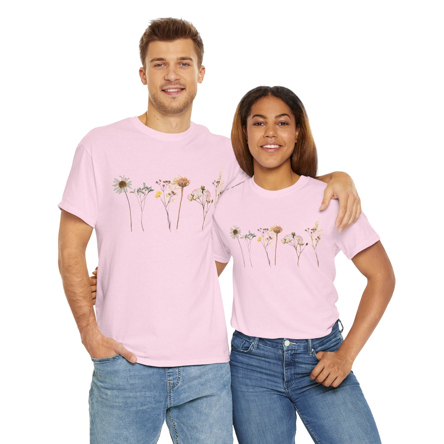 Flowery T-Shirt, Pretty,  Heavy Cotton Tee