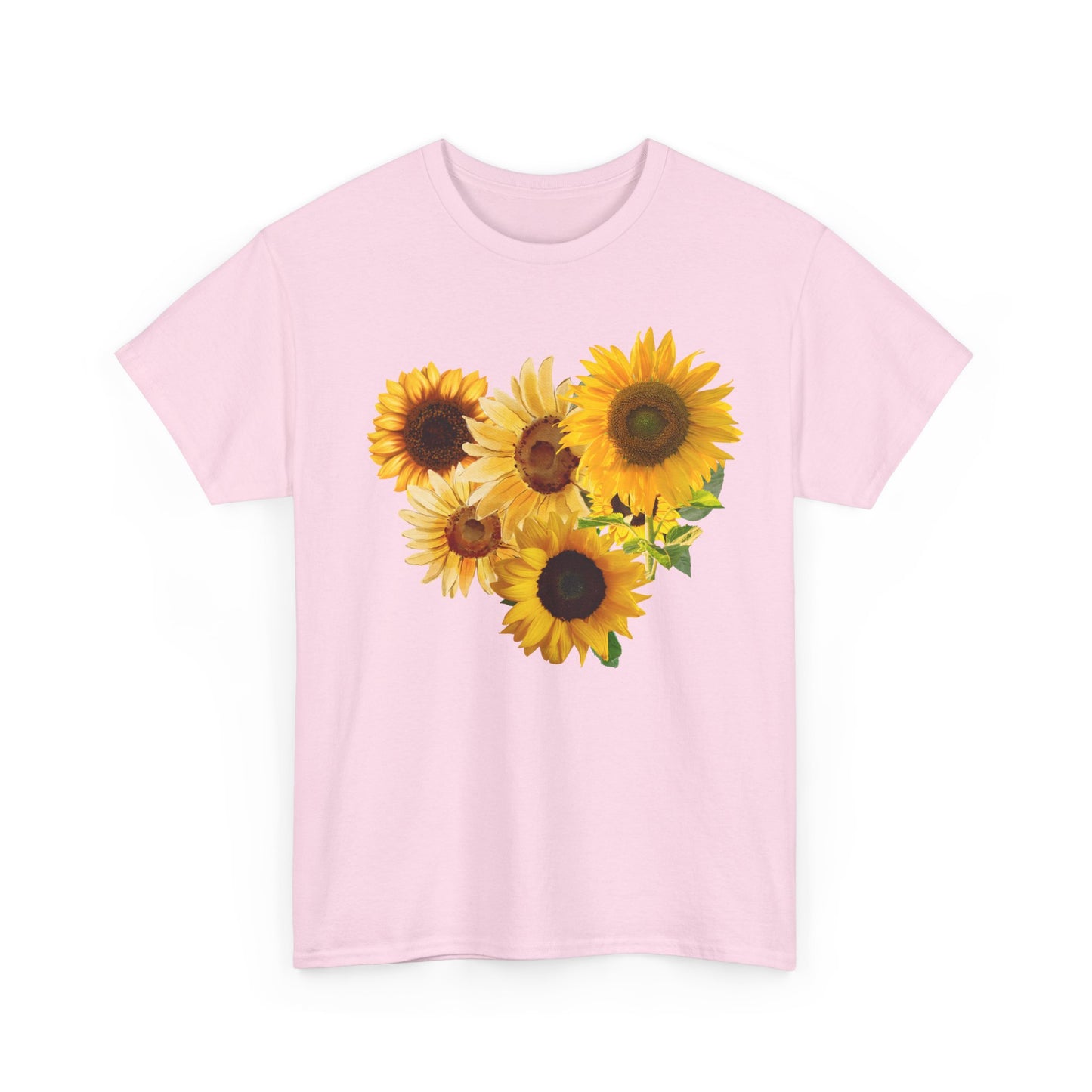 Sunflower Unisex Heavy Cotton Tee, Flower Graphic T-Shirt, Nature Lover Gift, Floral Shirt, Botanical Tee, Brighten Your Day