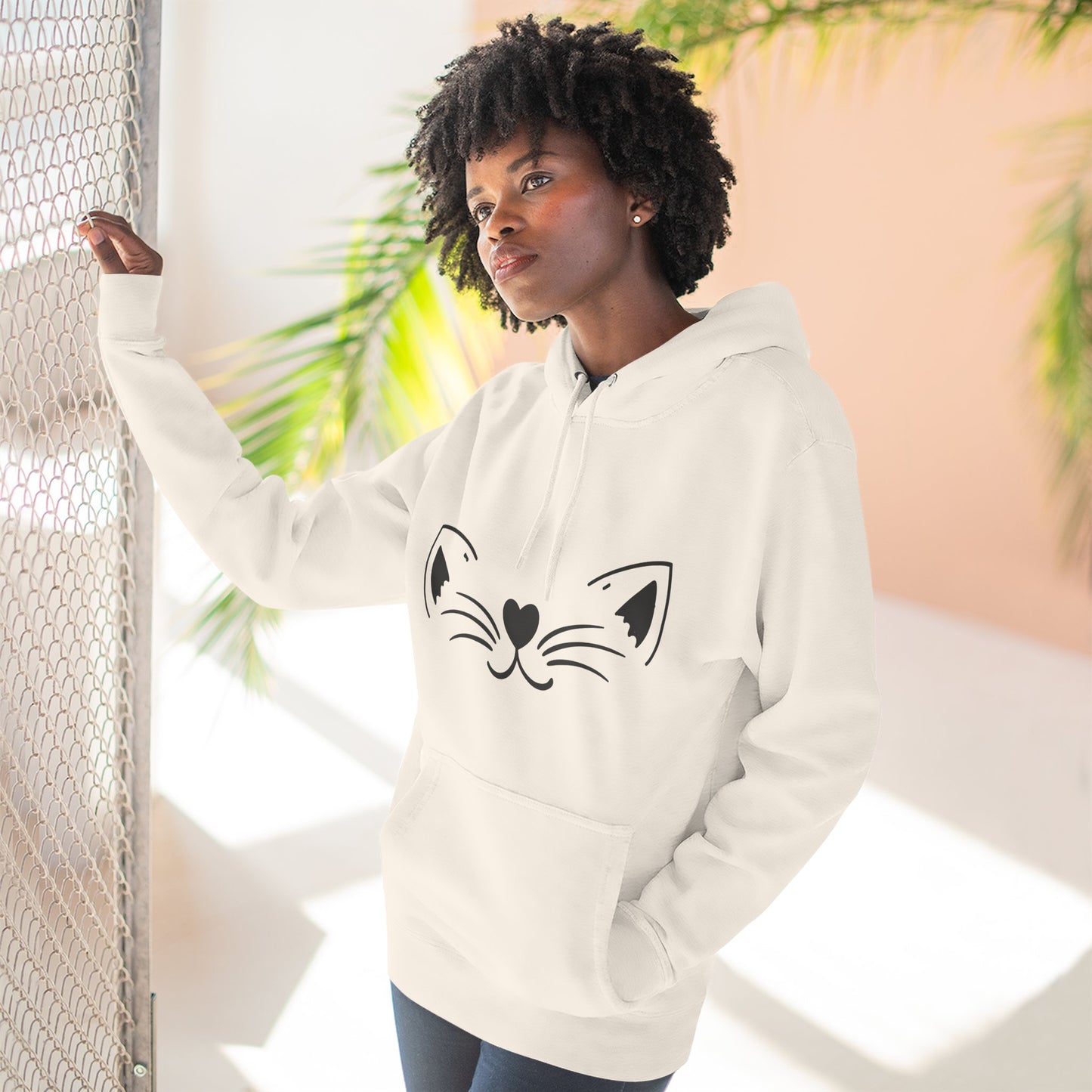 Cute Cat Fleece Hoodie - Cozy Cat Lover Apparel, Perfect for Gifts, Winter Wear, Cat Mom, Pet Lover,