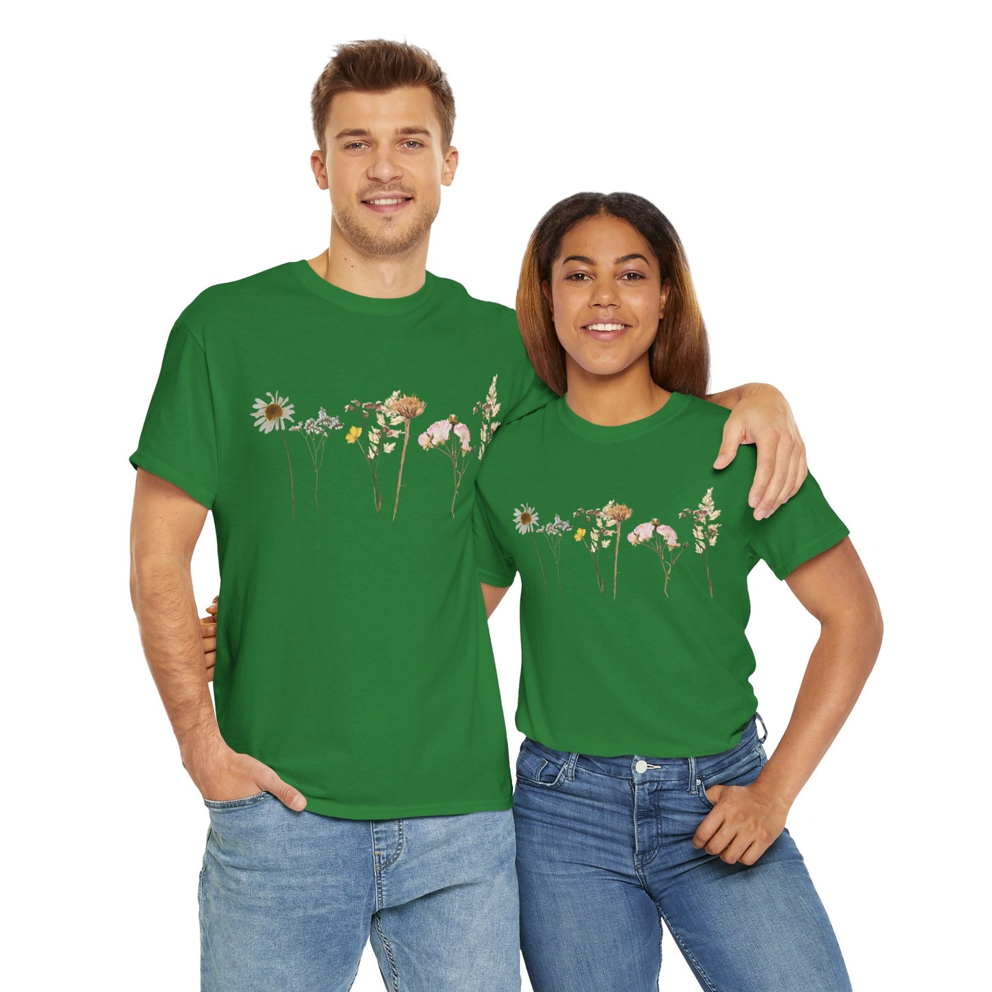 Flowery T-Shirt, Pretty,  Heavy Cotton Tee