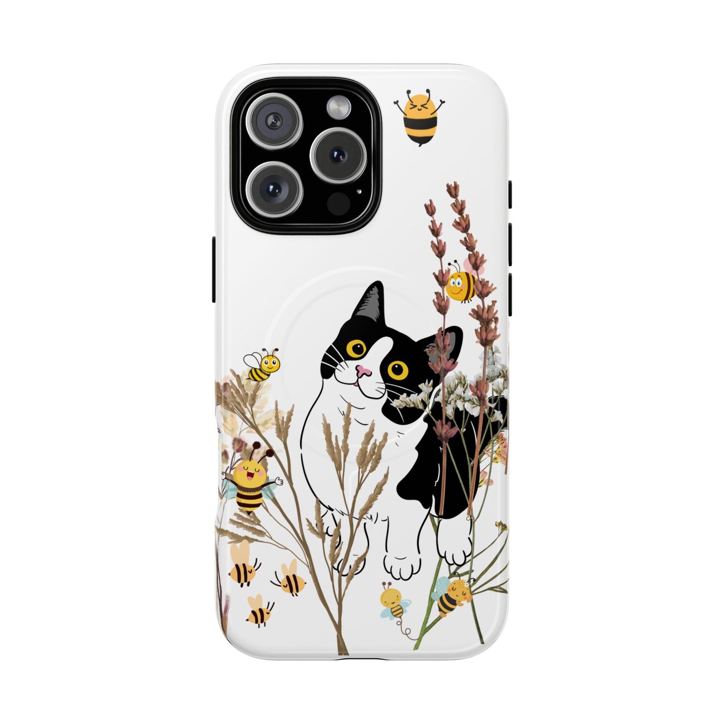 Cat Themed Tough Magnetic Phone Case, Cute Animal Design, Durable Protection, Gift for Cat Lovers, Fun Home Decor, Nature Inspired