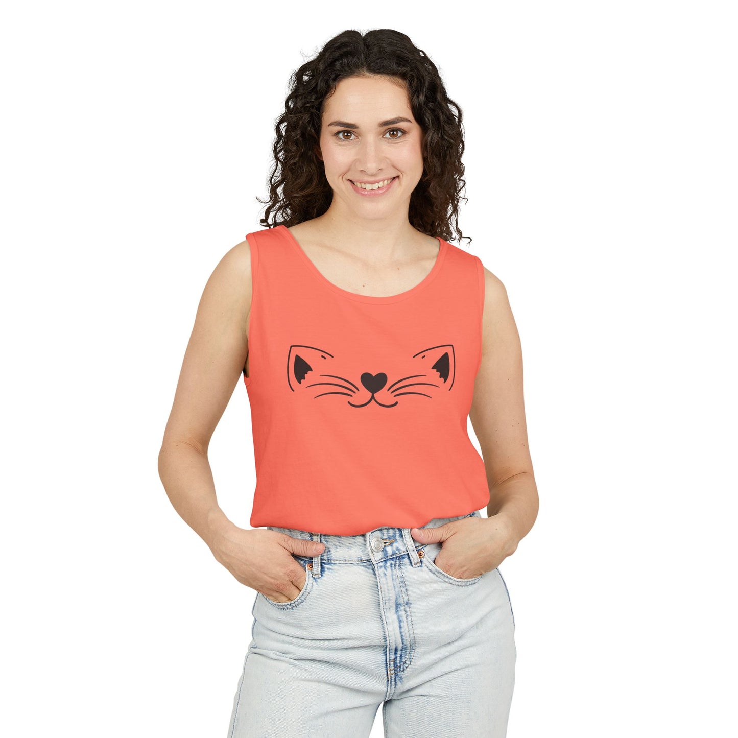 Cute Cat Face Tank Top, Summer Top, Gift for Cat Lovers, Animal Lover Apparel, Cute T-Shirt Alternative, Fun Casual Wear