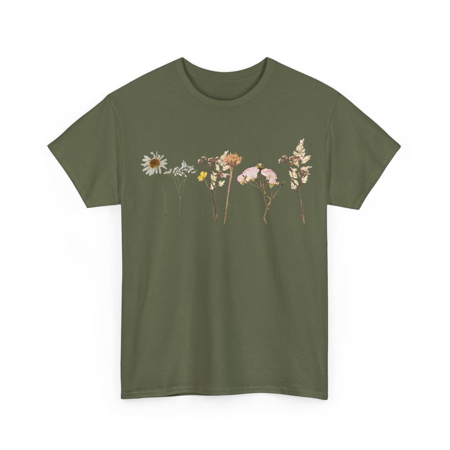 Flowery T-Shirt, Pretty,  Heavy Cotton Tee