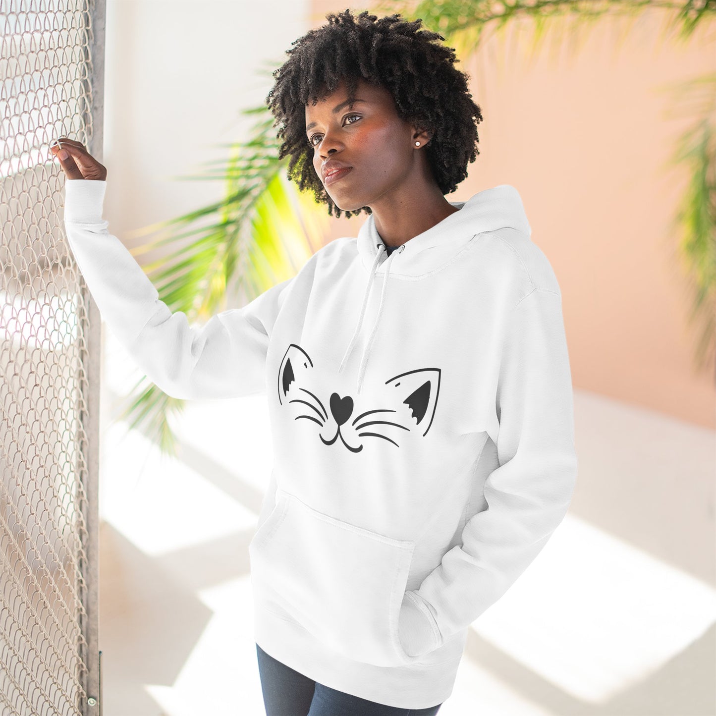 Cute Cat Fleece Hoodie - Cozy Cat Lover Apparel, Perfect for Gifts, Winter Wear, Cat Mom, Pet Lover,