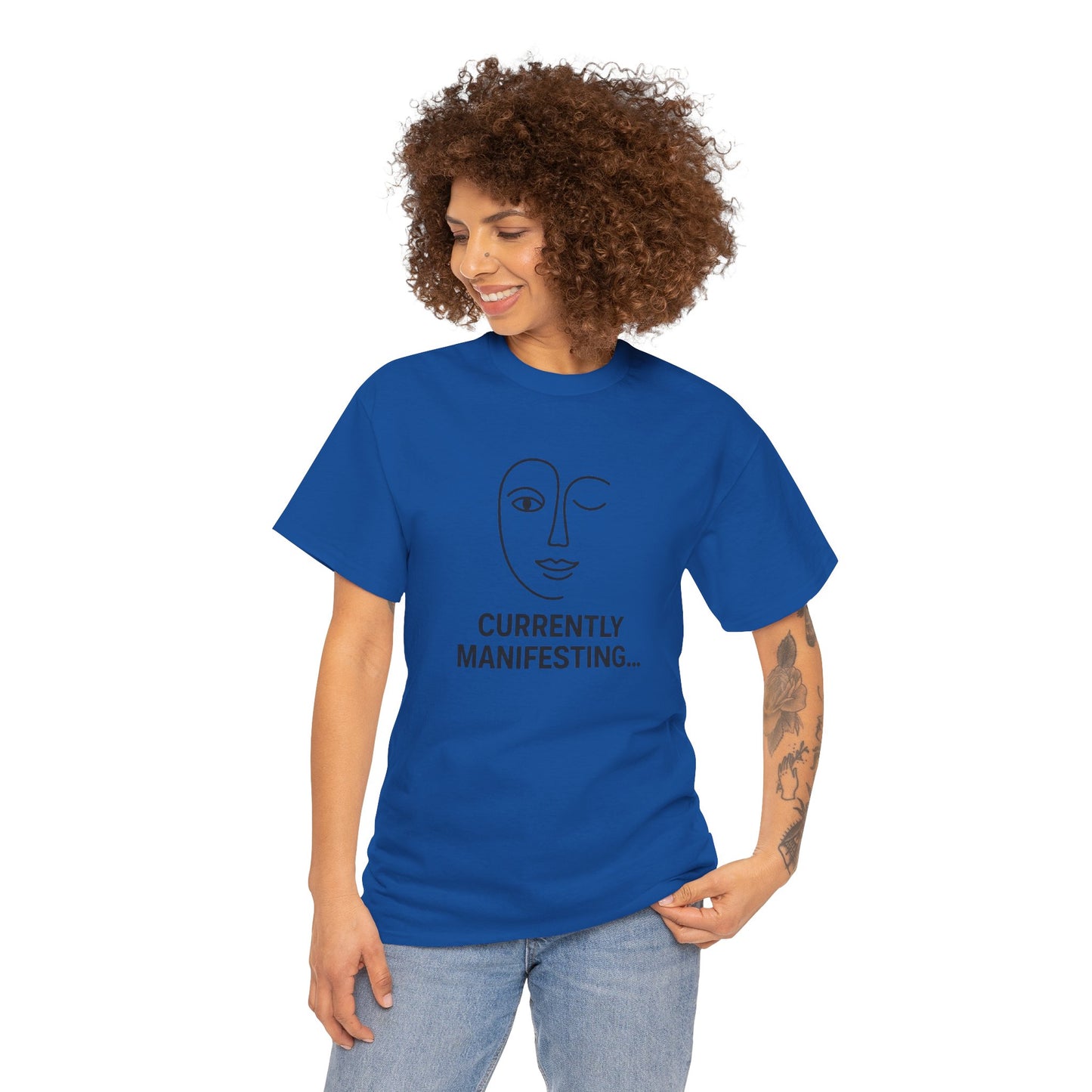 Currently Manifesting Unisex Heavy Cotton Tee, Affirmation Tee, Motivational T-Shirt, Gift for Dreamers, Casual Wear, Spiritual Apparel