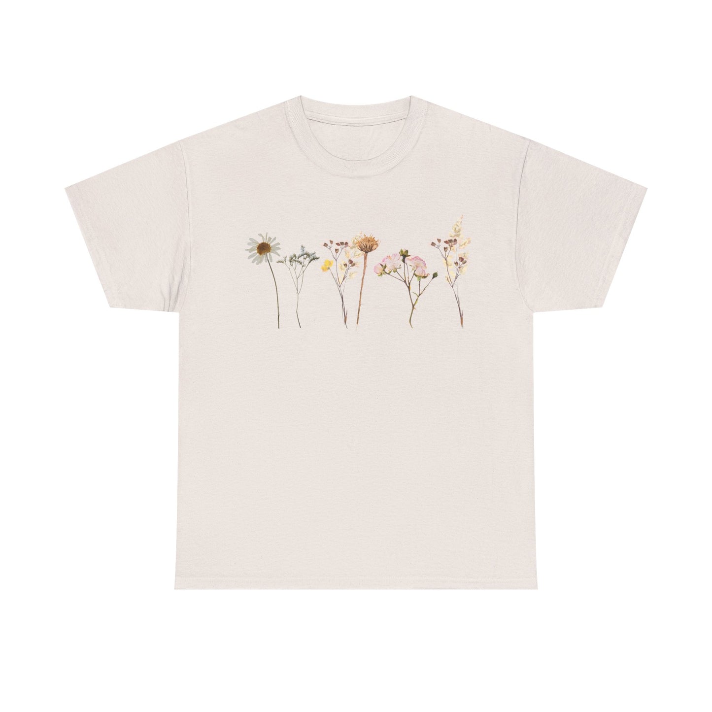 Flowery T-Shirt, Pretty,  Heavy Cotton Tee