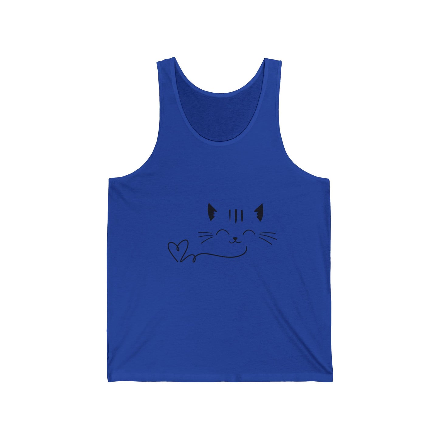Cute Cat Graphic Unisex Jersey Tank Top, Summer Shirt, Gift for Cat Lovers, Casual Wear, Funny Tank Top, Pet Lover Apparel