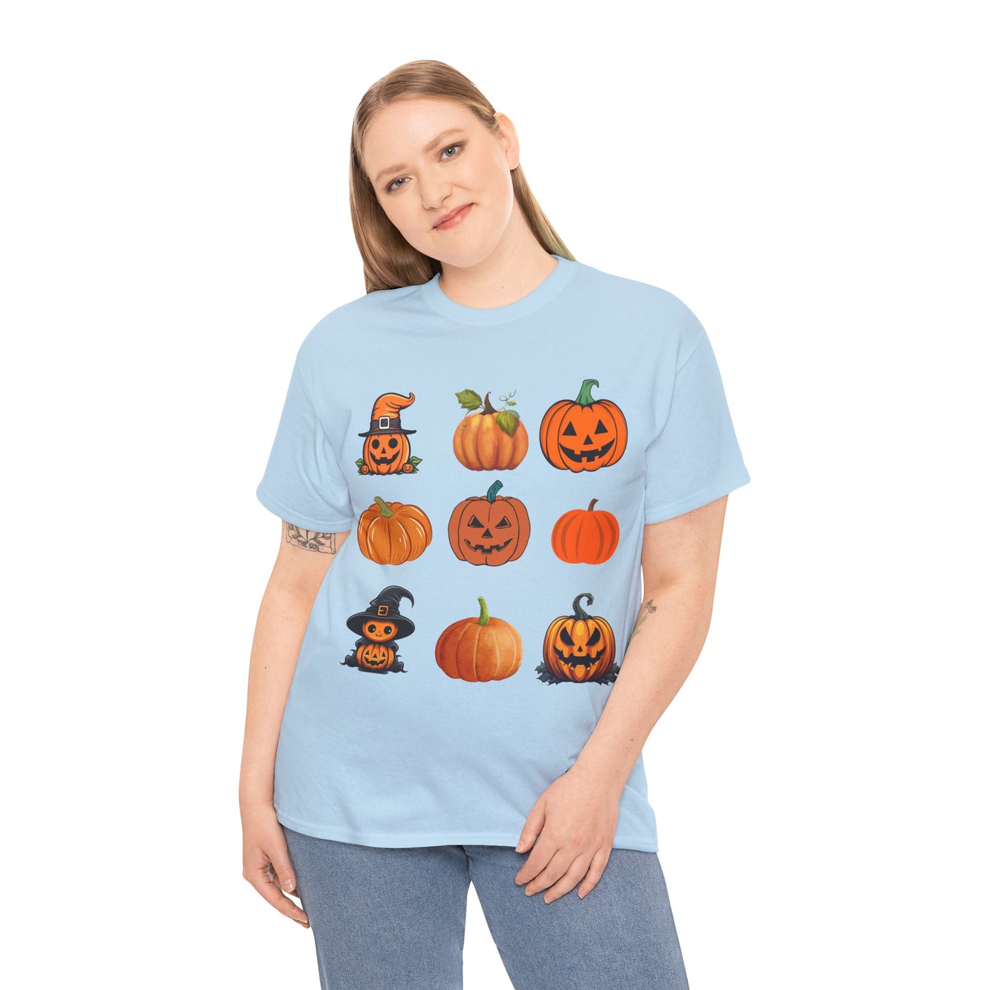 Tic Tac Toe Halloween Pumpkin T-Shirt, Unisex Cotton Tee