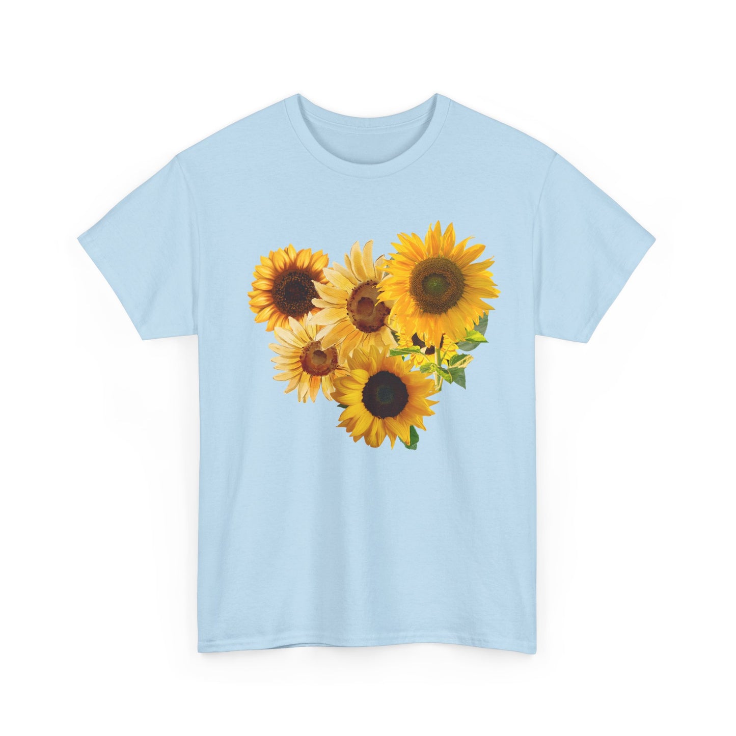 Sunflower Unisex Heavy Cotton Tee, Flower Graphic T-Shirt, Nature Lover Gift, Floral Shirt, Botanical Tee, Brighten Your Day