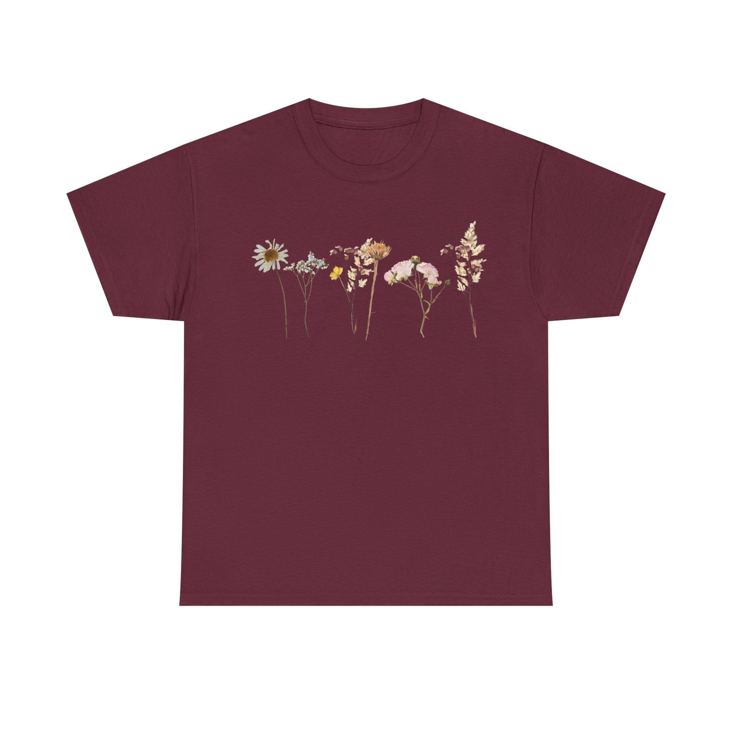 Flowery T-Shirt, Pretty,  Heavy Cotton Tee