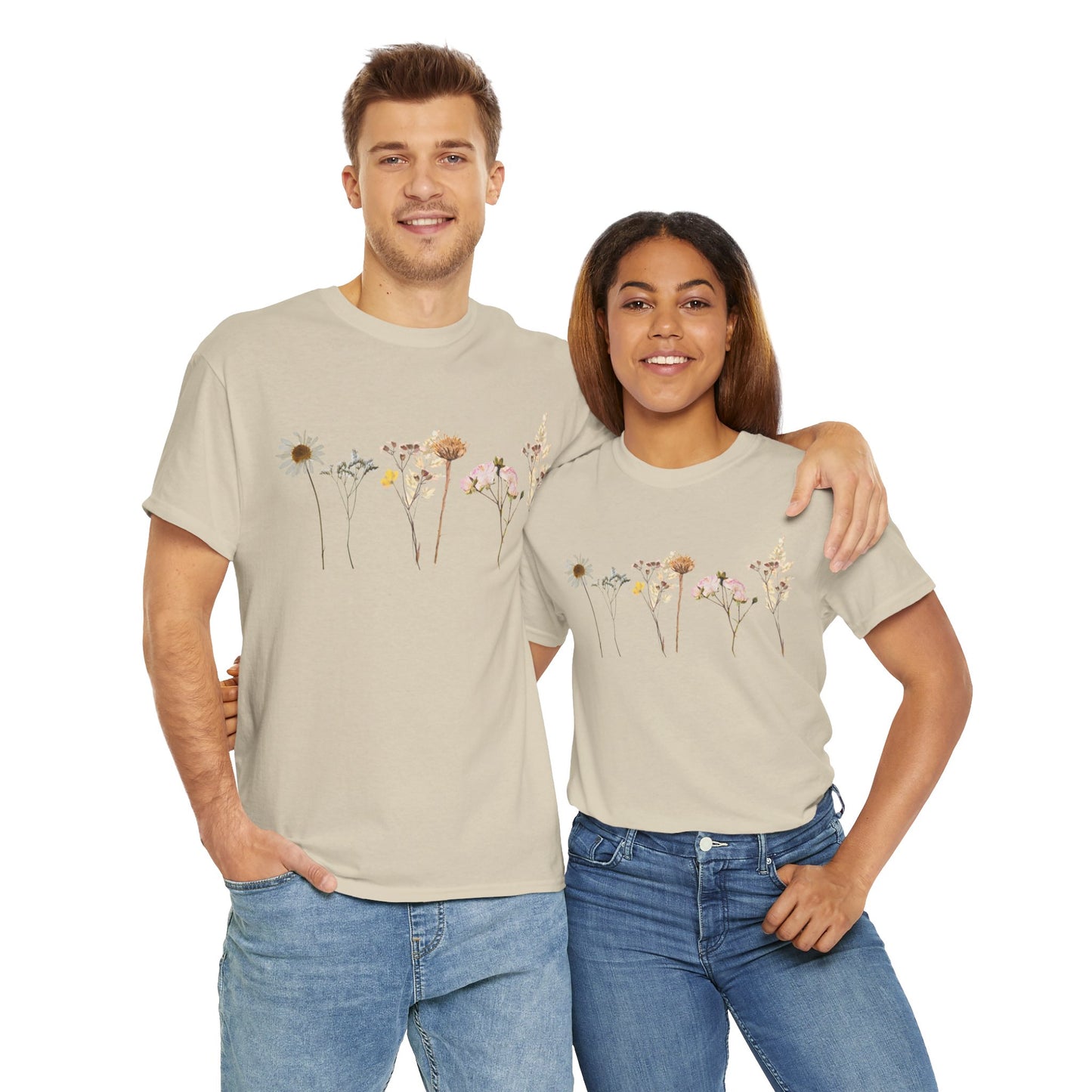 Flowery T-Shirt, Pretty,  Heavy Cotton Tee