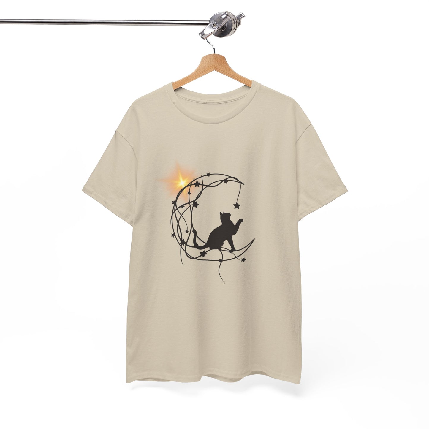 Cat playing t-shirt, Halloween star, Unisex Heavy Cotton Tee